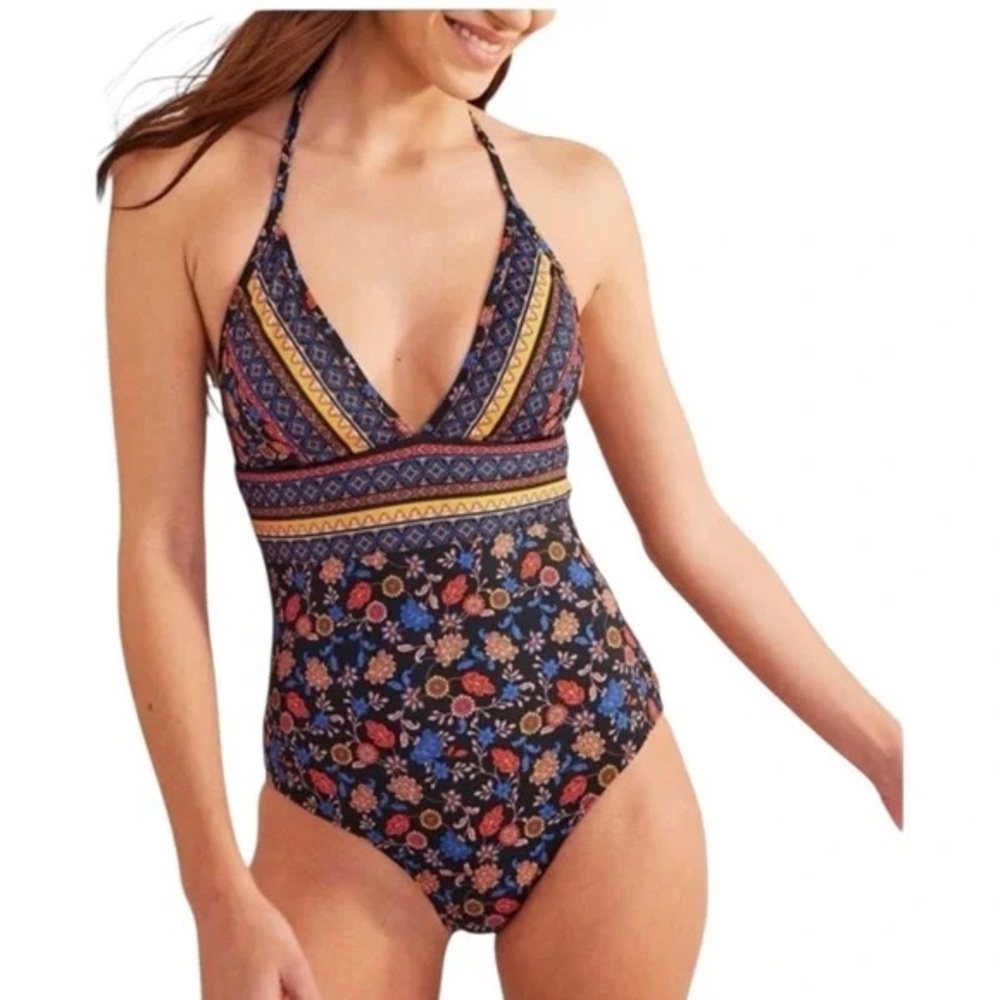 Boden Como string halter swimsuit one piece floral